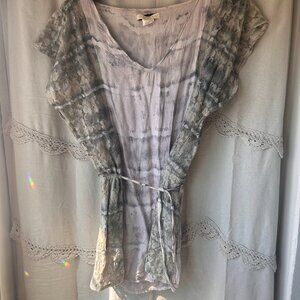 Billabong Designers Closet Dress Tunic Womens S S/S Gray Green Tie Dye